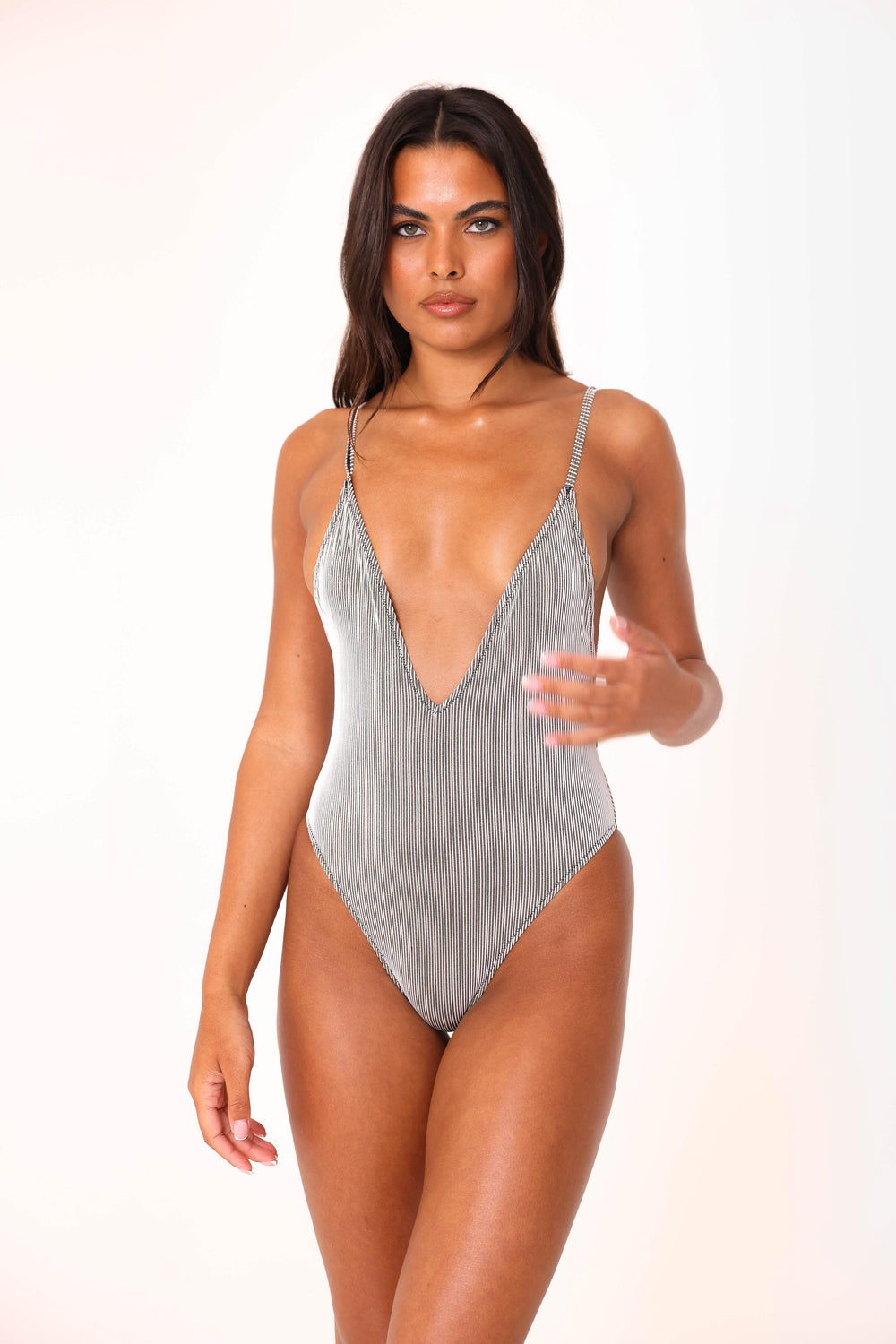 Lurex rib swimsuit